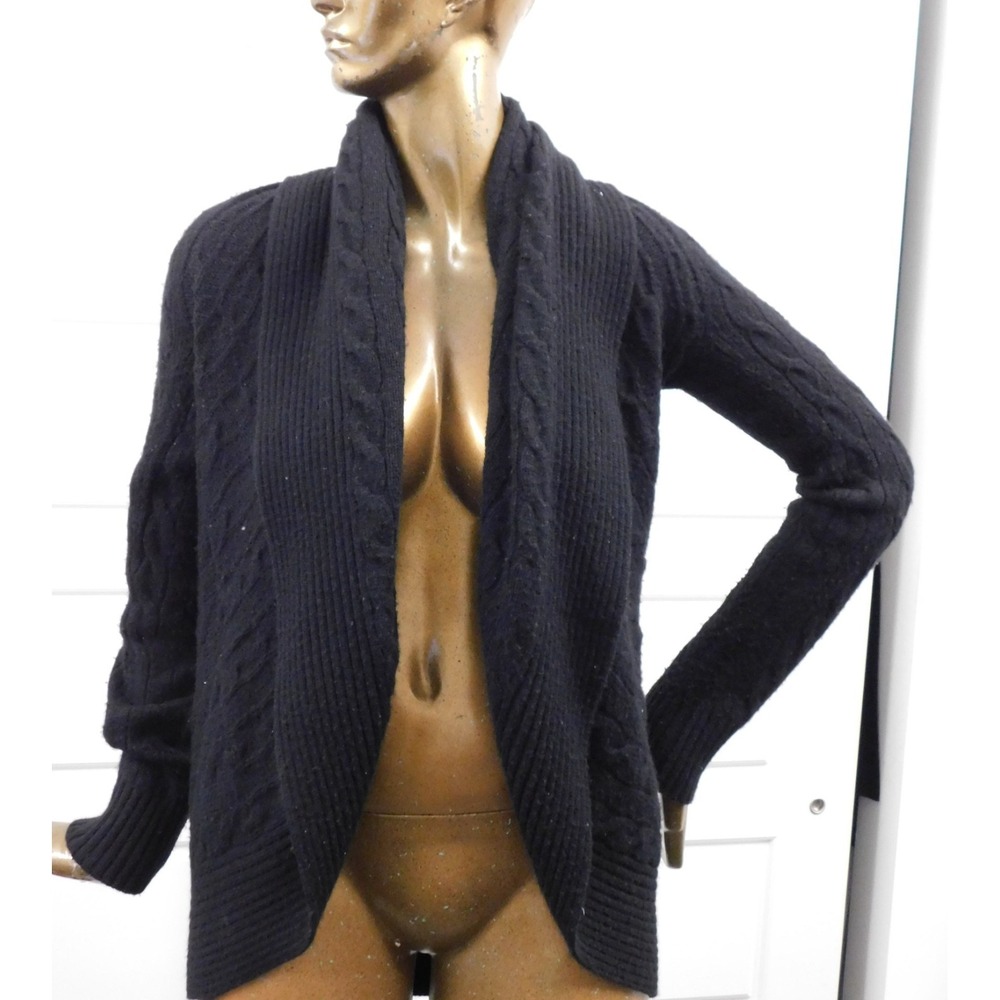 Ralph Lauren Black Label Open Front Black Cashmere Cardigan sz M